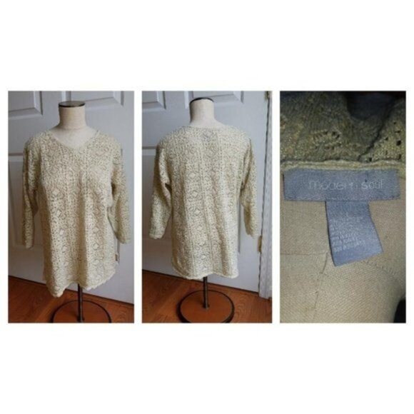 5 Sweater Shirt Top Blouse Orange Tan Yellow Women's WOMAN'S Size Large - Picture 5 of 8